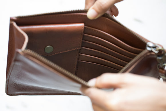 The Medium Clutch | Tan Leather Clutch | Albert Tusk Leather Goods Online