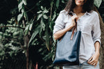 The Medium Tote | Blue Leather Tote Bag | Albert Tusk Leather Goods Online