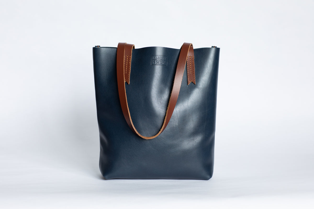 The Medium Tote | Blue Leather Tote Bag | Albert Tusk Leather Goods Online