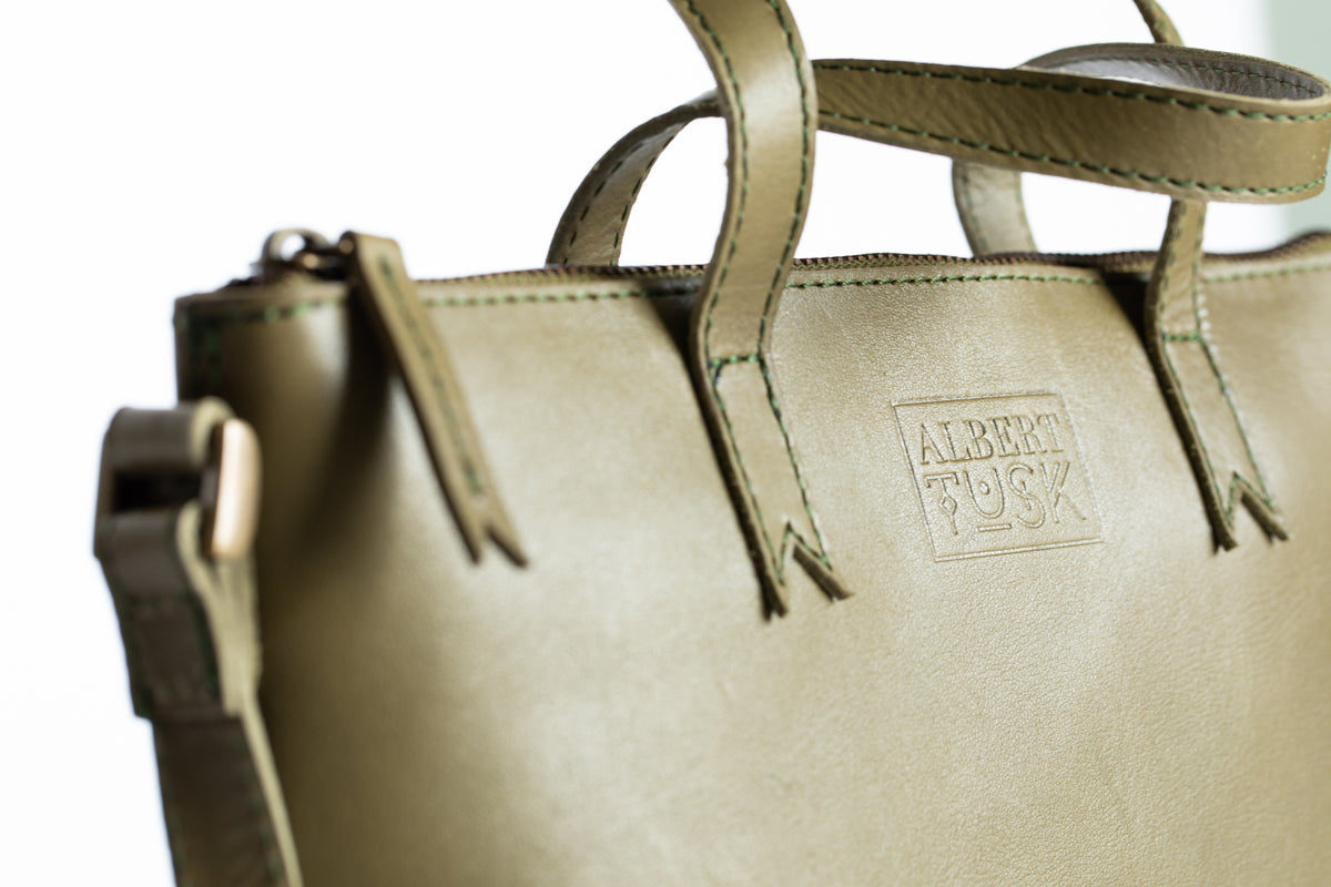The Mini Tote | Olive Mini Tote | Albert Tusk Leather Goods Online