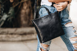 The Mini Tote | Black Mini Tote | Albert Tusk Leather Goods Online