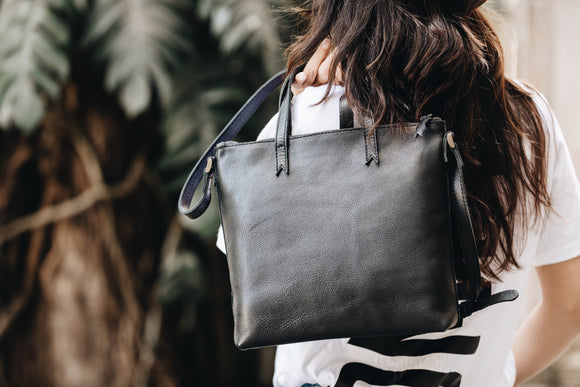 The Mini Tote | Black Mini Tote | Albert Tusk Leather Goods Online