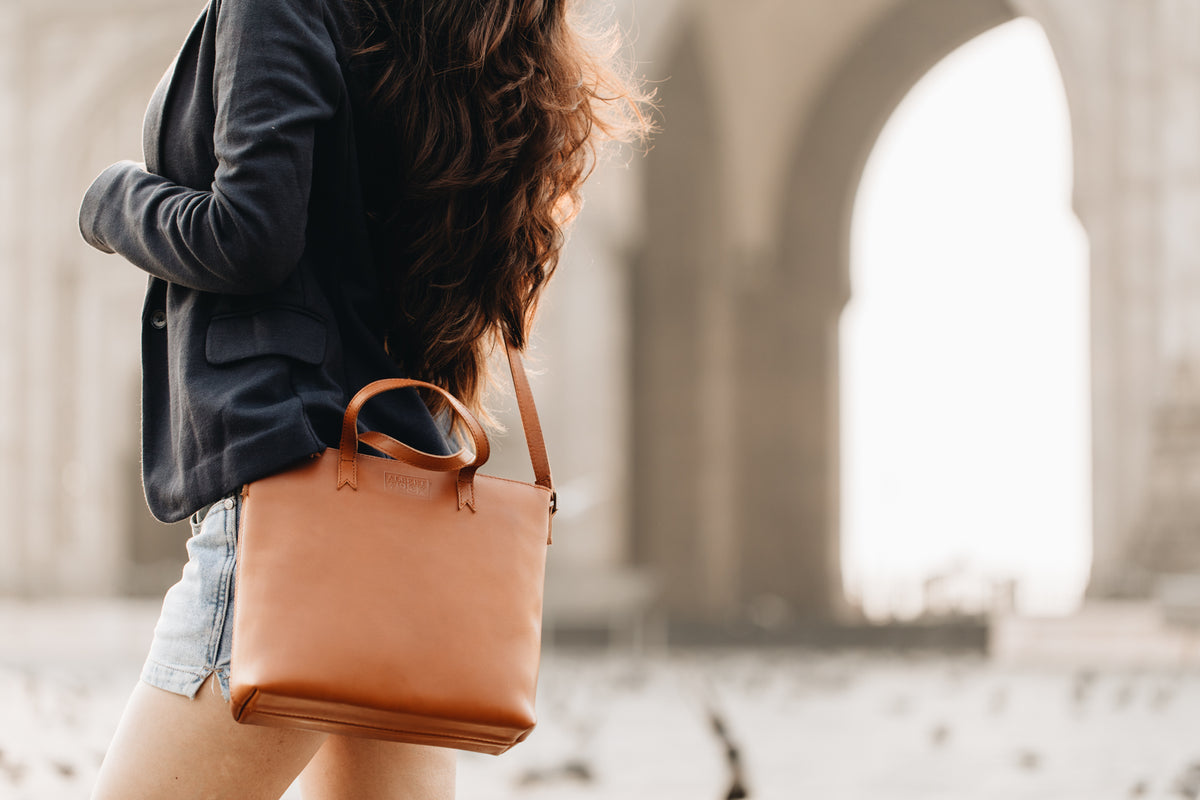 The Mini Tote | Tan Mini Tote | Albert Tusk Leather Goods Online