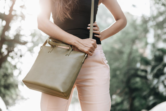 The Mini Tote | Olive Mini Tote | Albert Tusk Leather Goods Online
