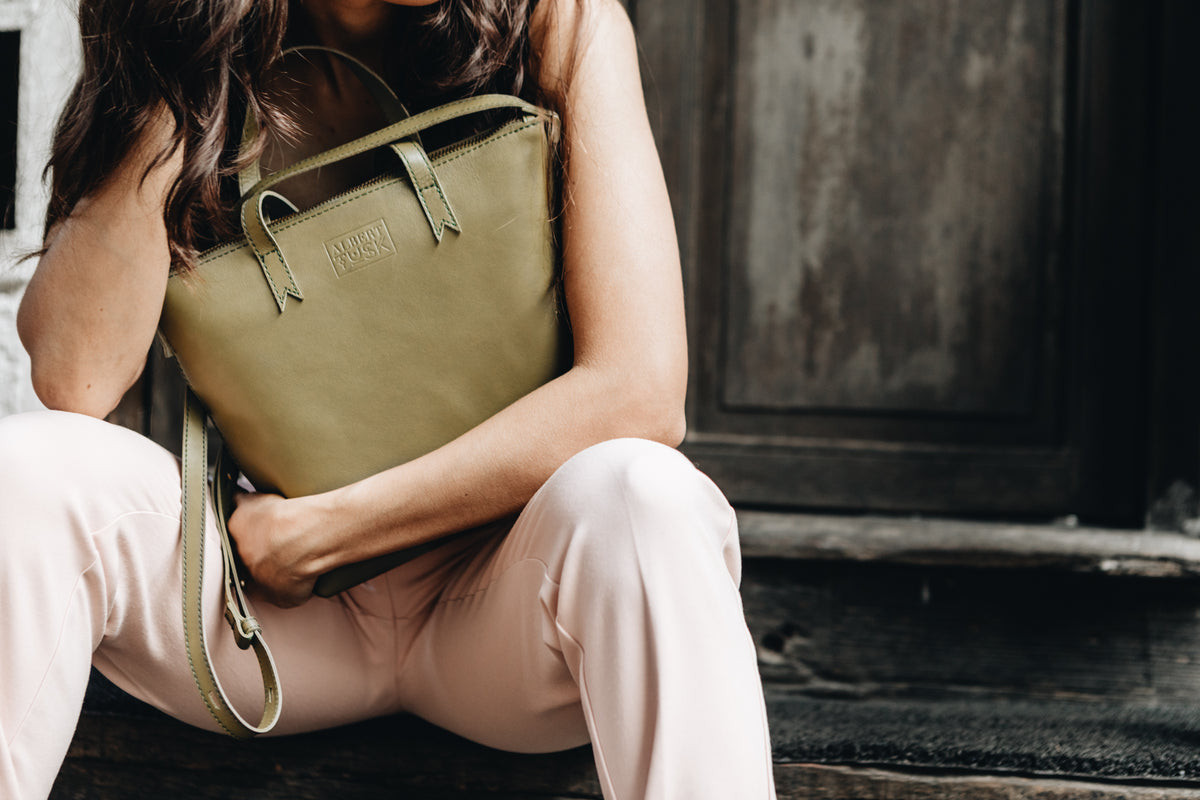 The Mini Tote | Olive Mini Tote | Albert Tusk Leather Goods Online
