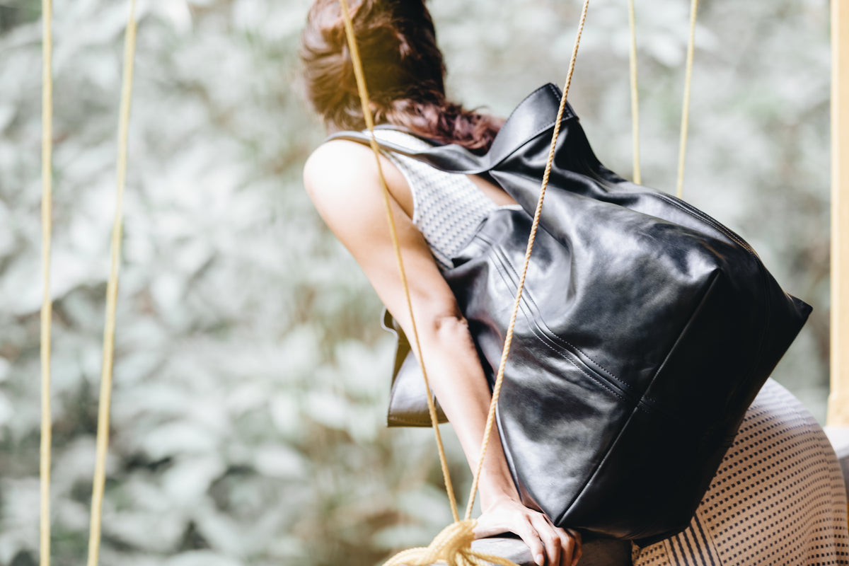 The Oversized Tote | Oversized Black Leather Tote | Albert Tusk Leather Goods Online
