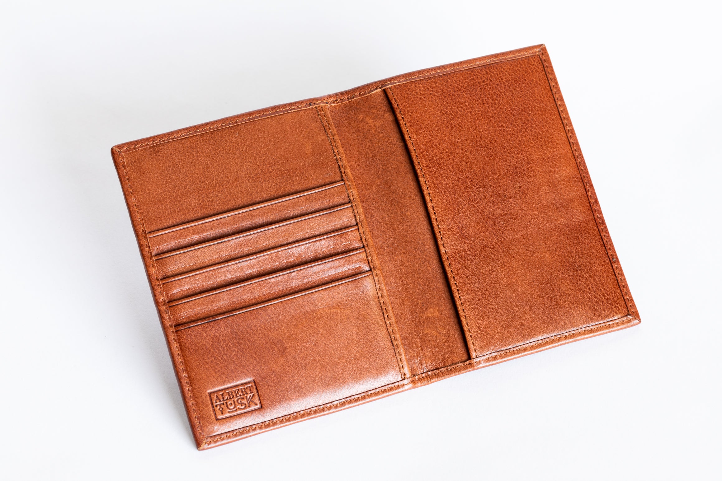 Tan Leather Compact Passport Wallet
