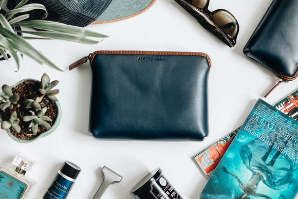 The Medium Pouch | Blue Leather Pouch | Albert Tusk Leather Goods Online