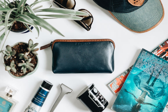 The Small Pouch | Blue Leather Pouch | Albert Tusk Leather Goods Online