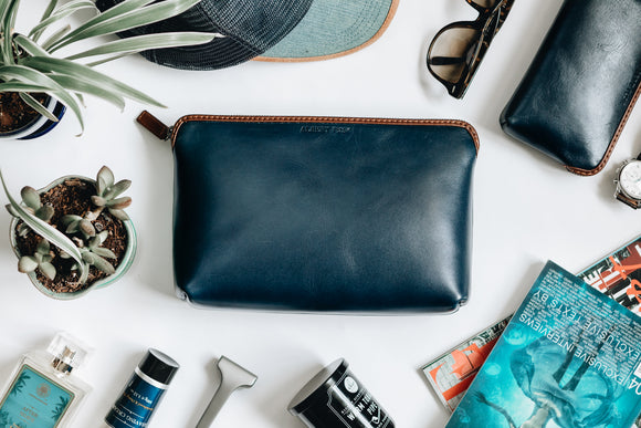 The Large Pouch | Blue Leather Pouch | Albert Tusk Leather Goods Online