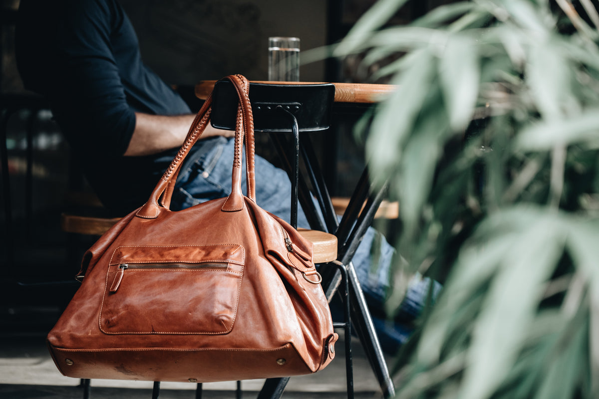 The Signature Duffle | Tan Leather Duffle Bag | Albert Tusk Leather Goods Online