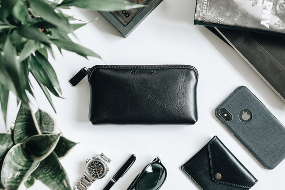 The Small Pouch | Black Leather Pouch | Albert Tusk Leather Goods Online