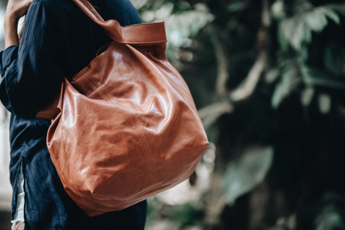 The Oversized Tote | Oversized Tan Leather Tote | Albert Tusk Leather Goods Online