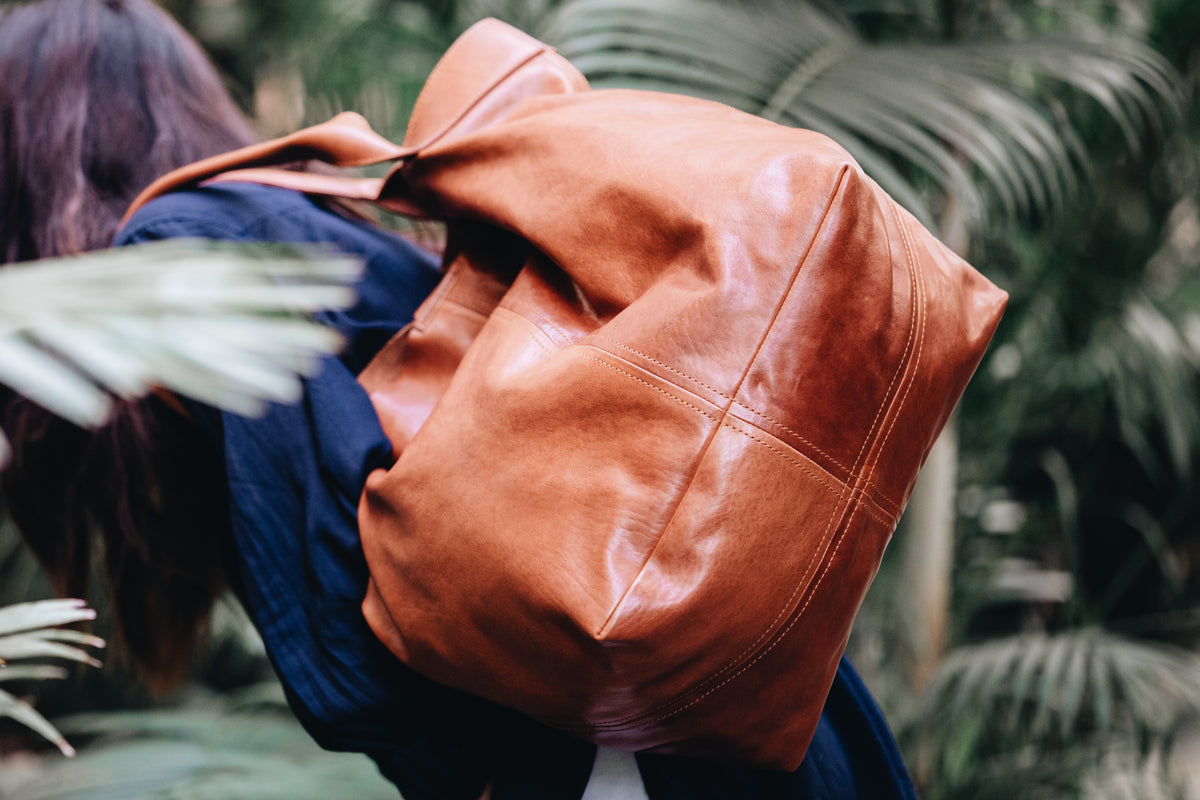 The Oversized Tote | Oversized Tan Leather Tote | Albert Tusk Leather Goods Online