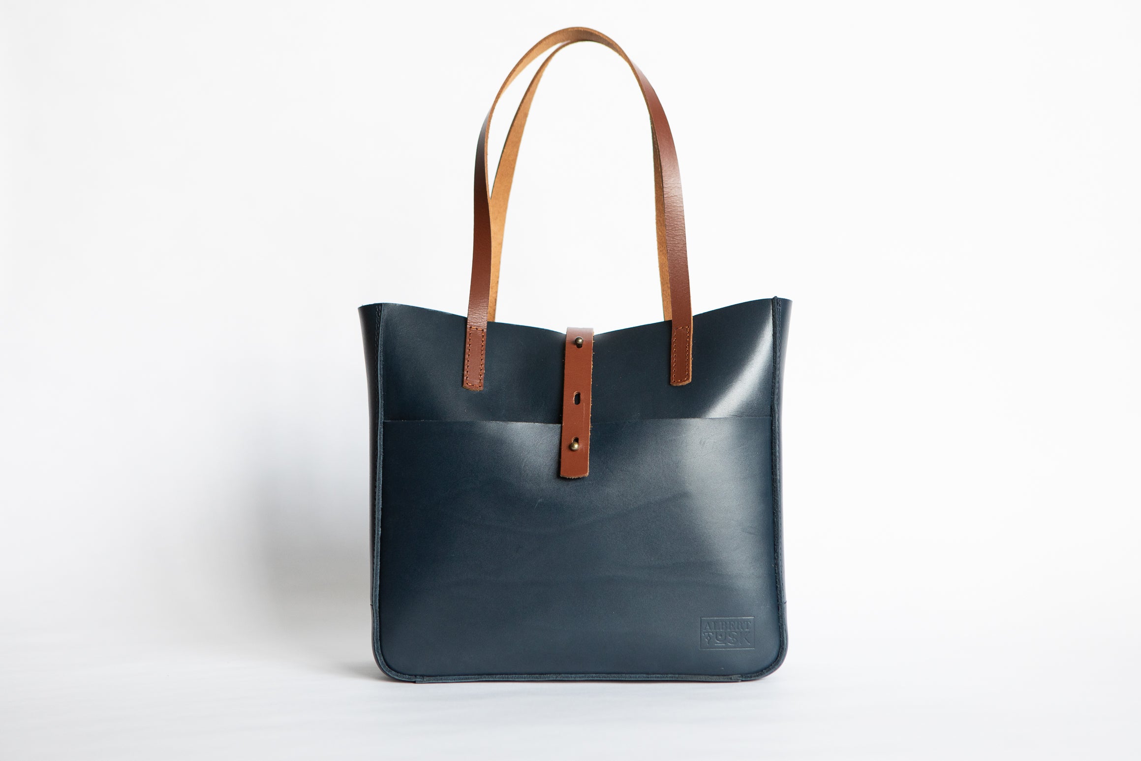The Transport Tote | Blue Leather Tote Bag | Albert Tusk Leather Goods Online