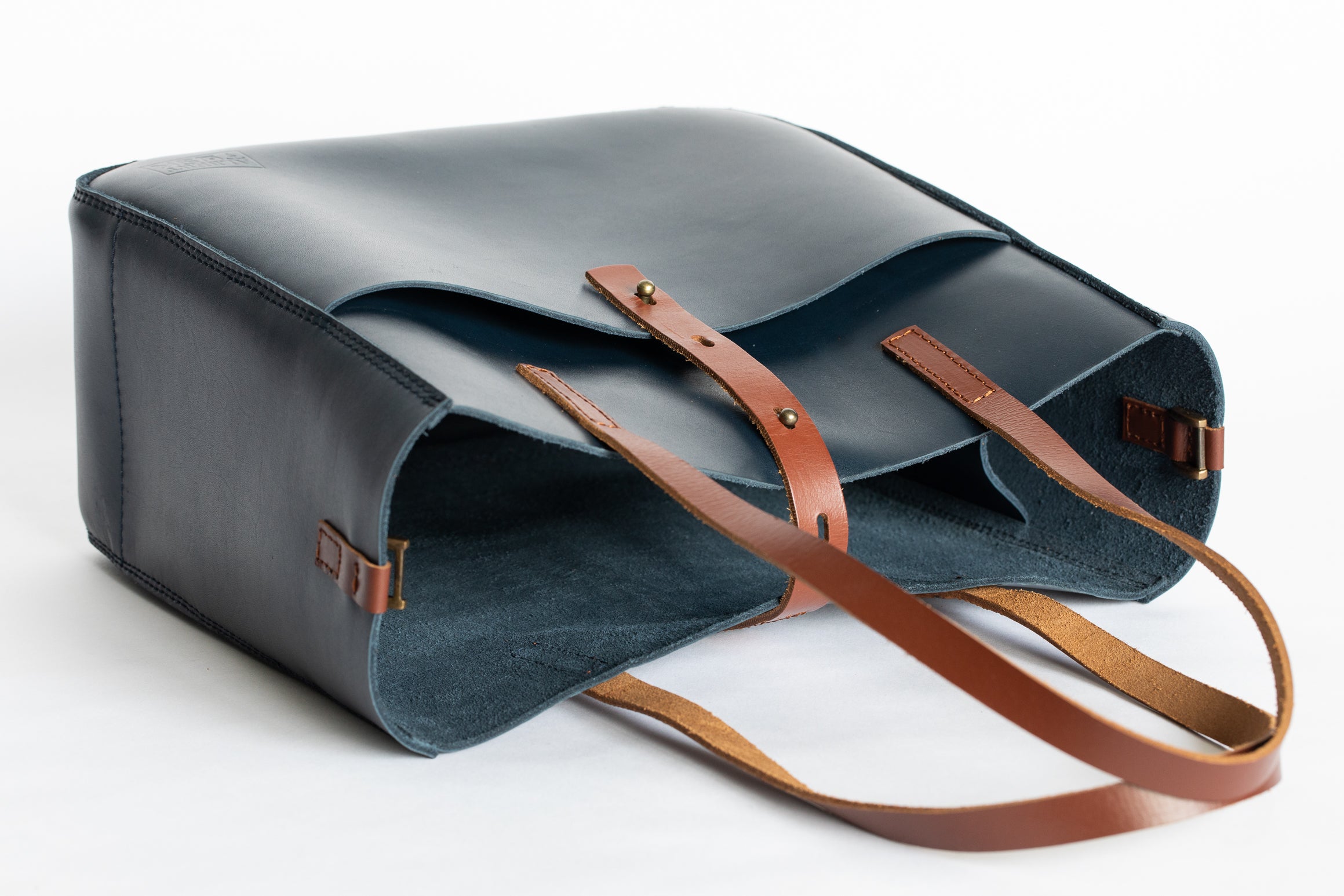 The Transport Tote | Blue Leather Tote Bag | Albert Tusk Leather Goods Online