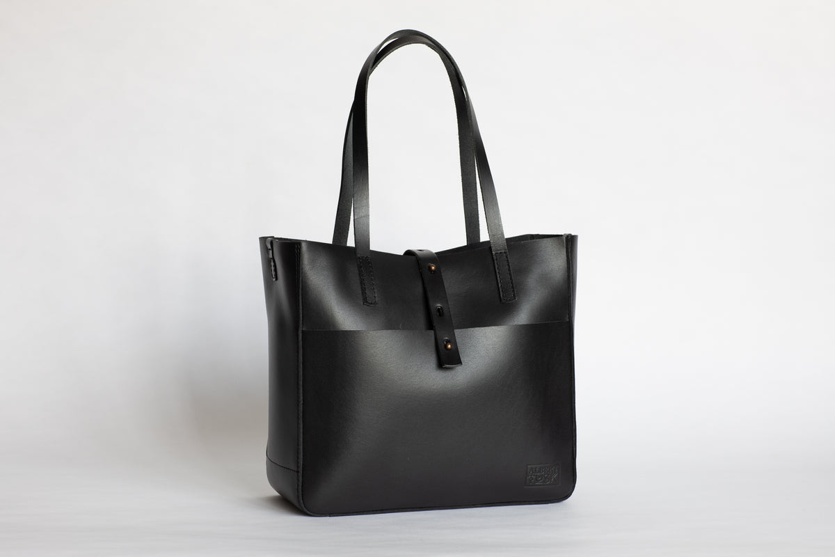 The Transport Tote | Black Leather Tote Bag | Albert Tusk Leather Goods Online