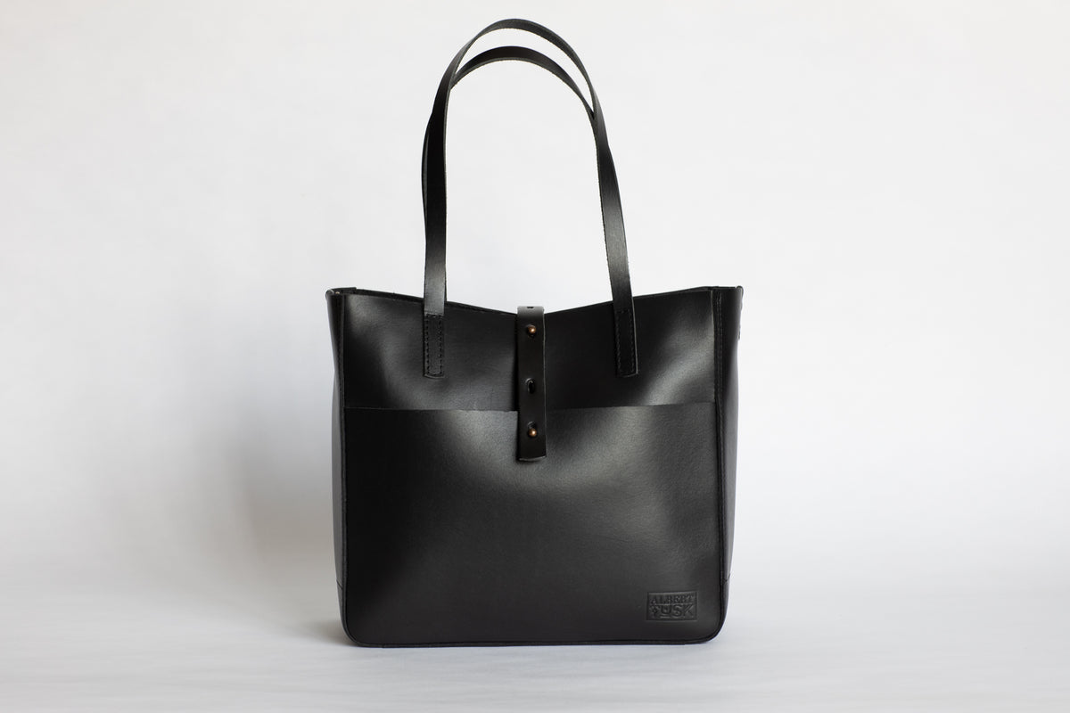 The Transport Tote | Black Leather Tote Bag | Albert Tusk Leather Goods Online